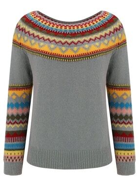 Women Fair Isle Knit Sweater XL Loose Oversized Crew Neck Pullover NWOT